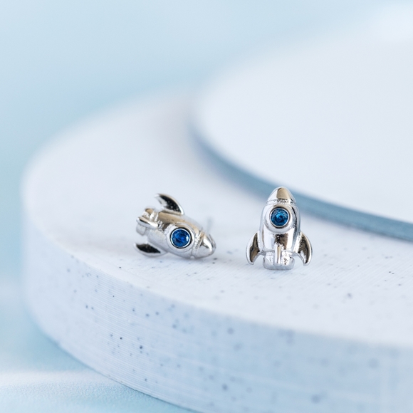 Silver Rocketship Studs (S925) - Only 2 left! - Picture 3 of 8